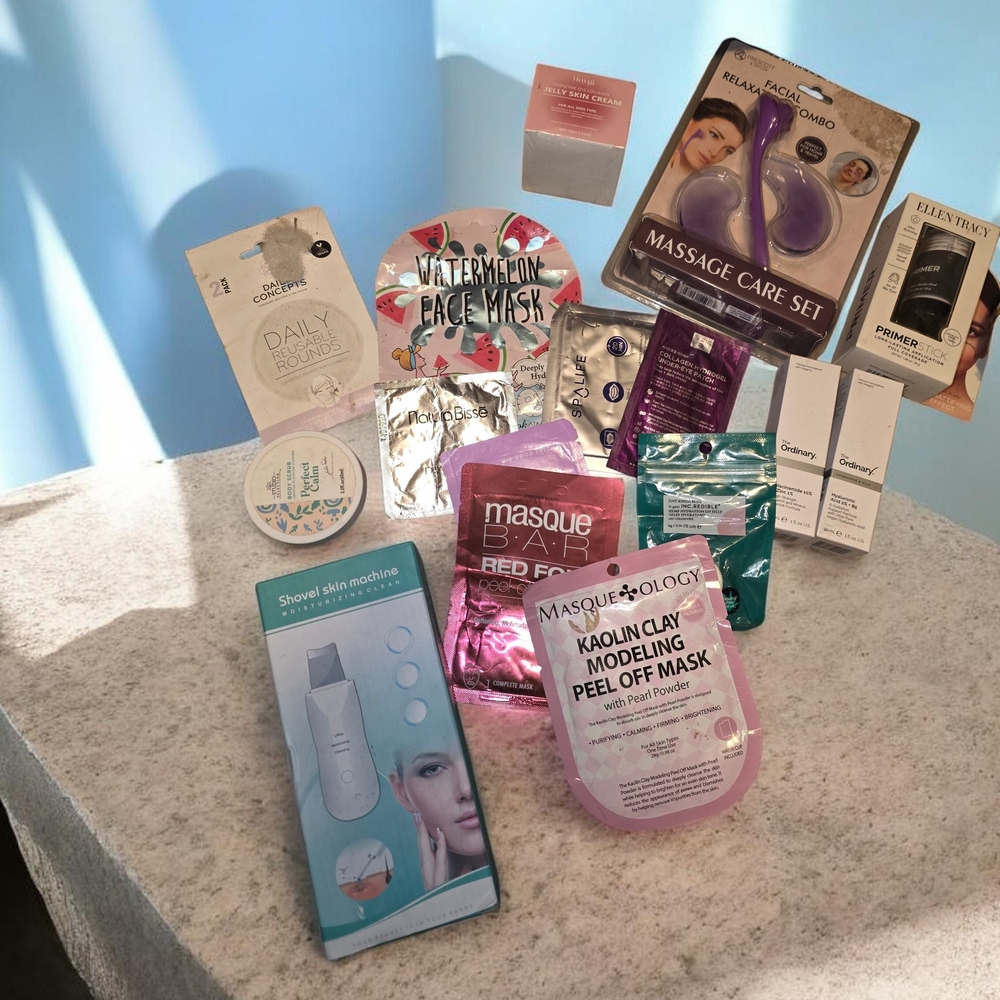 The Ordinary Skincare Set with White and Purple Accents